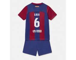 Barcelona Paez Gavi #6 Replica Home Stadium Kit for Kids 2023-24 Short Sleeve (+ pants)